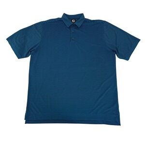 FootJoy Polo Shirt Mens XL Blue Striped Short Sleeve Golf Performance